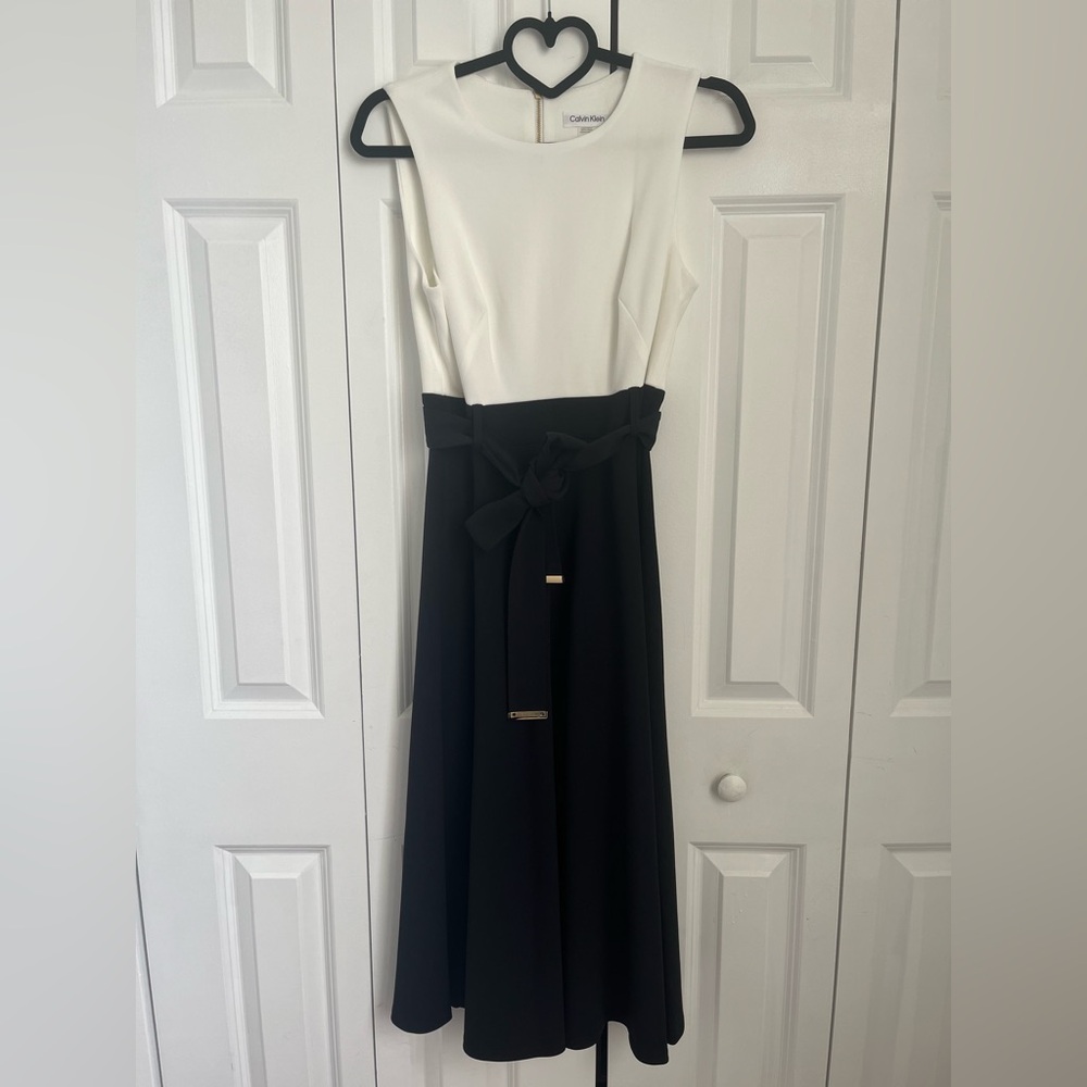 Calvin Klein Black and White Midi Dress